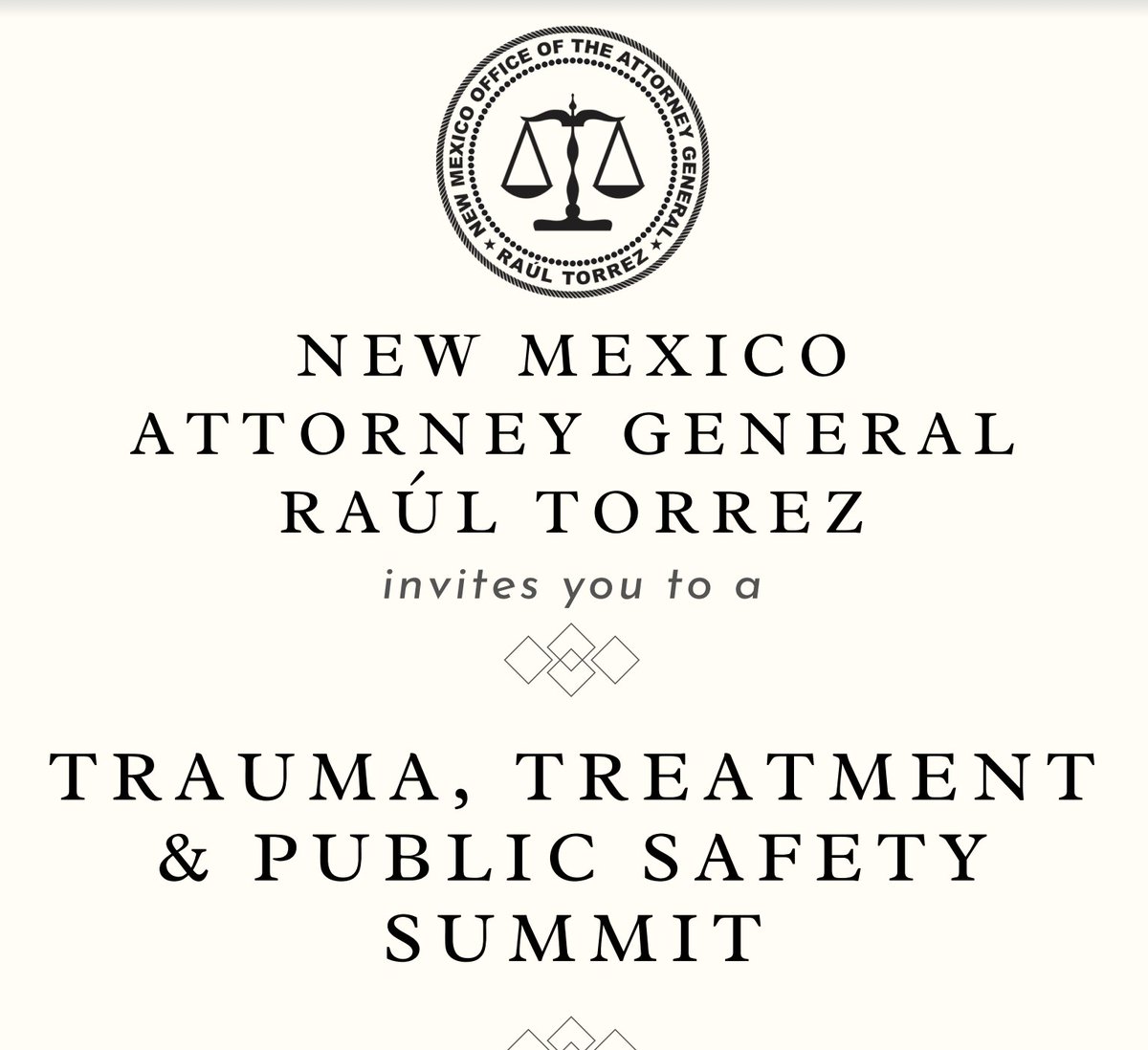 A shout out to the New Mexico office of the Attorney General for spearheading this Trauma, Treatment and Public Safety Summit. Our very own Dominic Cappello has been invited to sit on a panel. We are truly honored for this opportunity! #100percentNEWMEXICO <a href="/drkatcourtney/">Kat Courtney</a>
