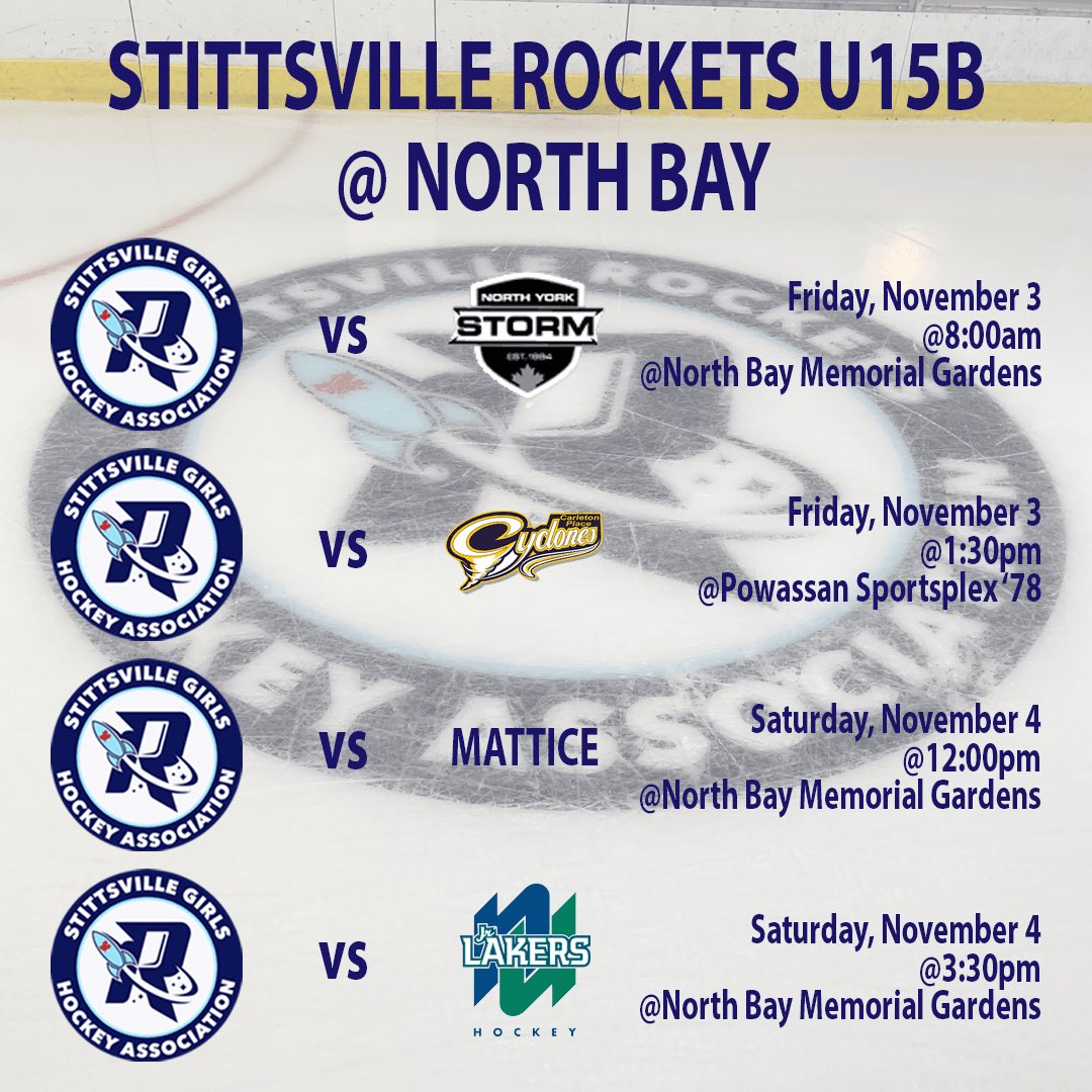 SGHARockets's tweet photo. Good luck this weekend to our U15B, U15HL and U18HL Rockets this weekend at their tournaments! 💙🚀

Keep an eye on our stories to keep up to date with how everyone is doing!! https://t.co/2AiXIJ6M7J