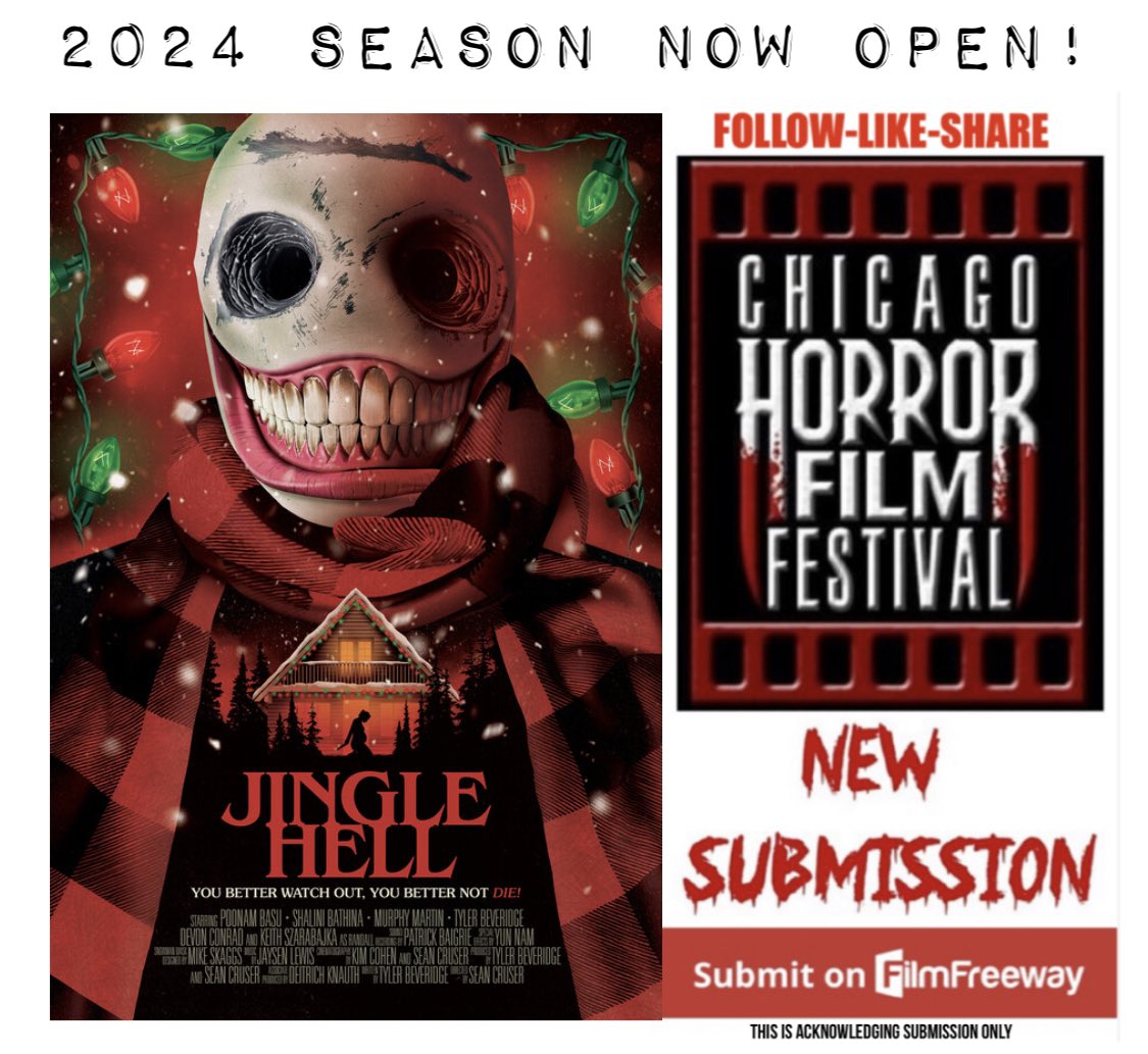 📢THE 2024 SEASON IS OPEN! 🎥 SUBMIT YOUR FILM: filmfreeway.com/ChicagoHorrorF… #filmfestival #horror #chicagofilmmakers #horrorfan #chicagohorror #filmhorror #horrorfilm #submityourfilm #horrorfest #filmfestival #Chicago #horrorcommunity #horror #horrorfilmmaker