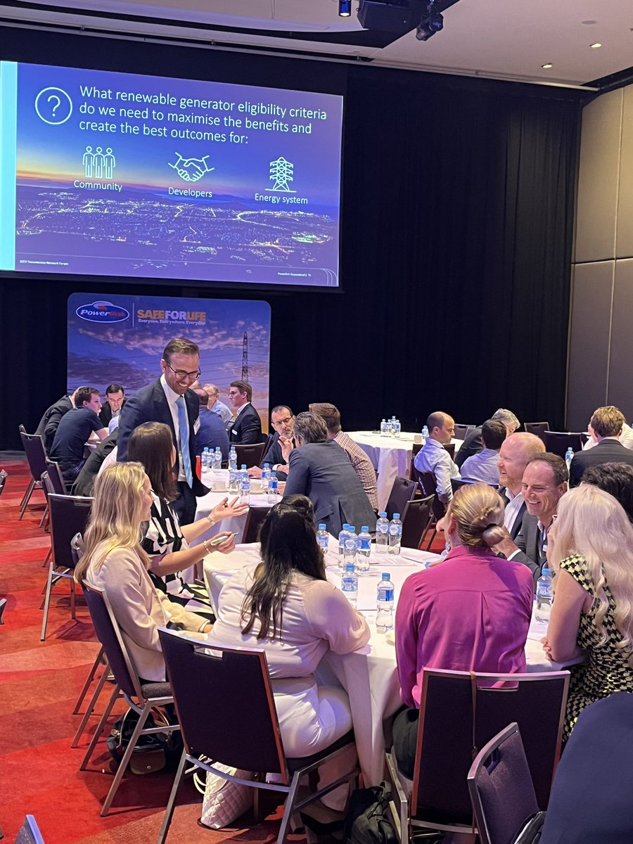 powerlinkqld's tweet photo. We’ve kicked off our interactive table sessions and it’s great to see so many key energy stakeholders collaborating on the eligibility criteria we need to consider to maximise REZ benefits for the community, developers, and the energy system.

#PQForum #QREZ #REZ #discussion #community #developers #energy #renewable