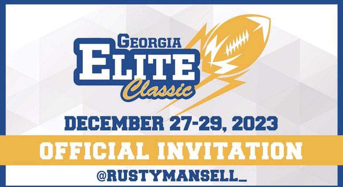 Blessed to receive an invite to the Georgia elite classic game in December; excited for the opportunity!! @RustyMansell_ @scoreatlanta @GAEliteClassic @On3Recruits @CoachDollar21 @CoachRicht @GVandagriff @bigka54