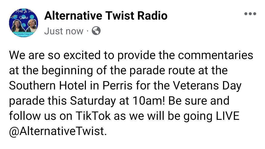 AltTwistRadio's tweet photo. #perris #perrisCA #VeteransDay #Parade #alternativetwistradio https://t.co/ki8zqk051j