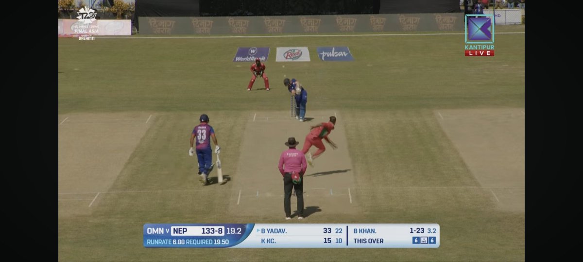 momocricket's tweet photo. This shot is living rent free on my mind. I just can't get over it. The way he adjusts so late. Bibek Yadav did a Dipendra-Singh-Airee here. Serious talent. #NepalCricket #NEPvOMN #AsiaFinal https://t.co/bvTuekStxr
