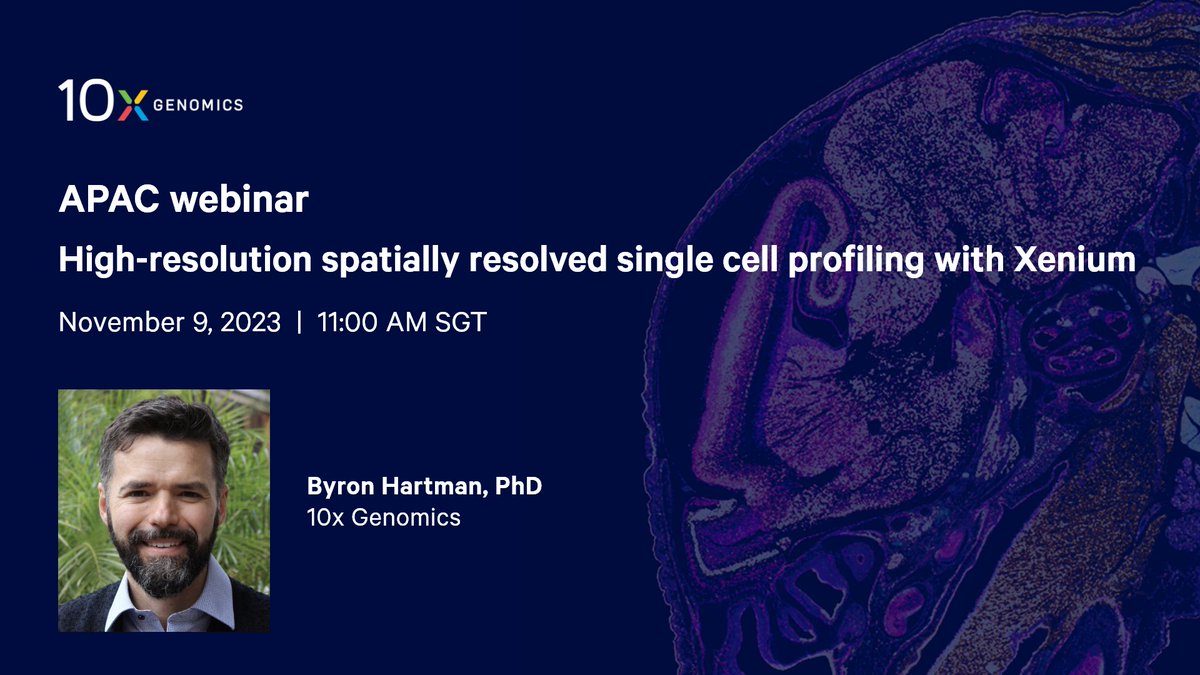 Join us for a live webinar at an APAC-friendly time to learn how #Xenium In Situ can reveal #singlecell #spatial biology. Register: 10xgen.com/1xw