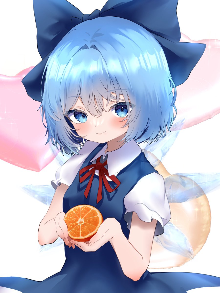 cirno 1girl solo blue eyes blue hair wings dress bow  illustration images
