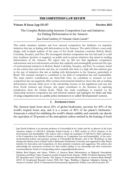 Thrilled to share that the paper that <a href="/ssolarte/">Sebastián Solarte</a> and I wrote titled "The Complex Relationship between Competition Law and Initiatives for Halting Deforestation in the Amazon" was recently published at the Competition Law Review. The paper is available here:
clasf.org/download/compe…