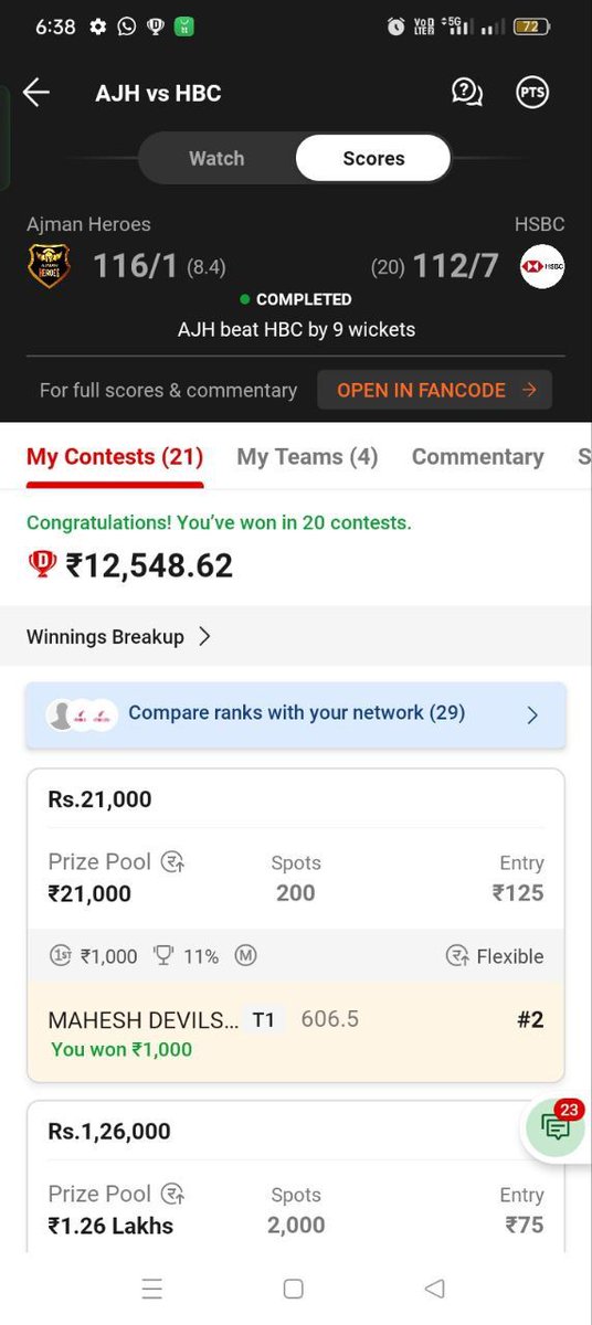 StoningStar's tweet photo. Ultra mega sweep in ICCA T20 also 😍❤️

Make teams according to your logic if you really want to win big !! 

@snehakumarreddy  @np_pushkarna @KKRjaved  @fantasy1Cricket 

You can checkout my channel also
https://t.co/LdXj93JN3D. https://t.co/rOQDRO4BDc