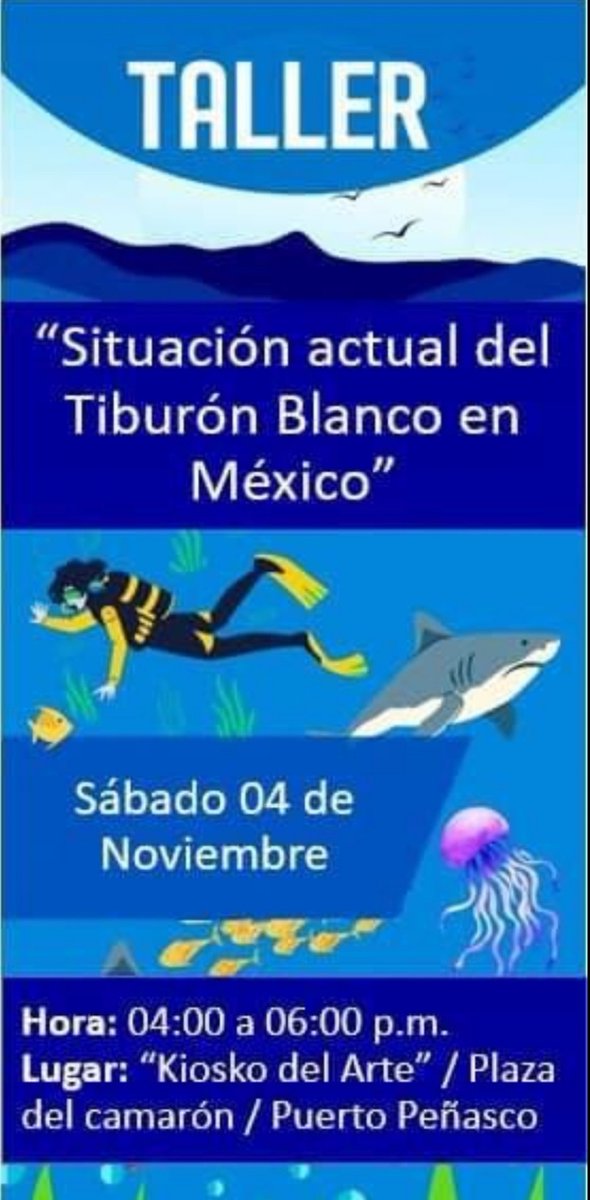 Impartirán el Taller “Situación actual del Tiburón Blanco en México”, en Yavars y Bahía de Kino.- una colaboración de la organización Pelagios Kakunjá A.C., CIAD, INAPESCA y CEDO Intercultural. facebook.com/10006390713132…