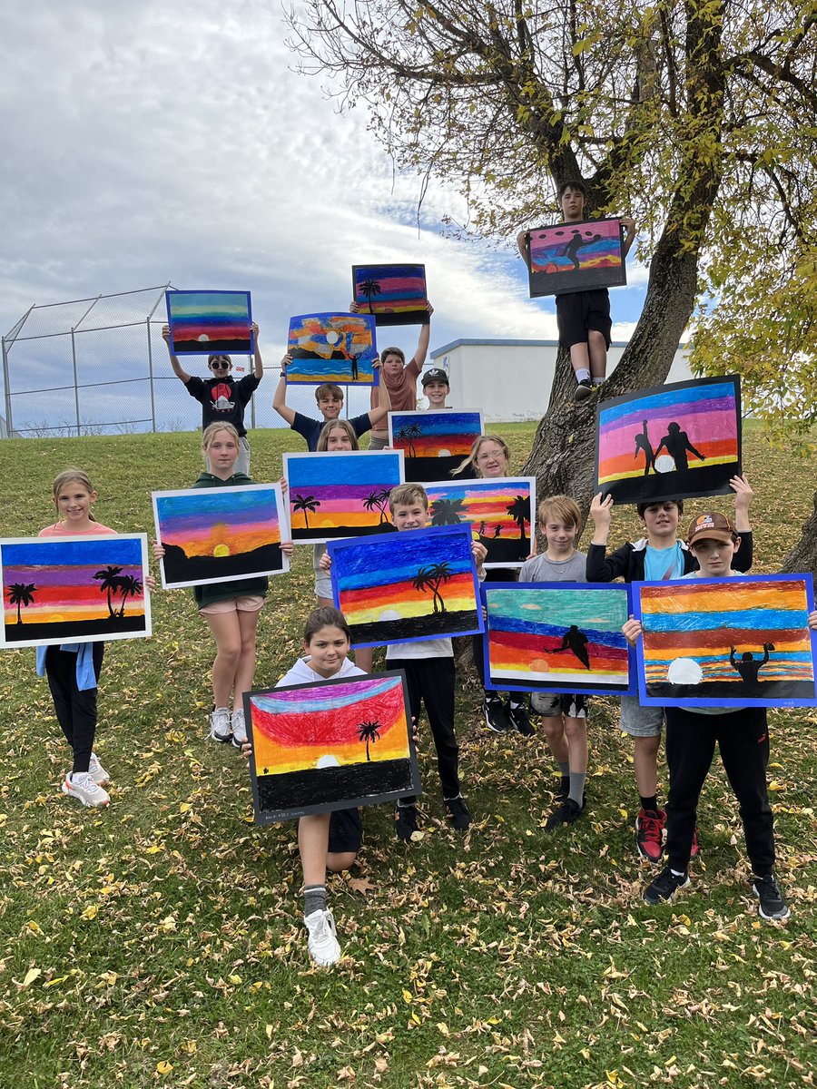 Happy 6th graders with their silhouette sunset oil pastel drawings. 
<a href="/GeneseoFineArts/">GCS Fine Arts Boosters</a> 
<a href="/GeneseoCSD/">Geneseo CSD</a> 
<a href="/gvcarts/">Genesee Valley Council on the Arts</a>
