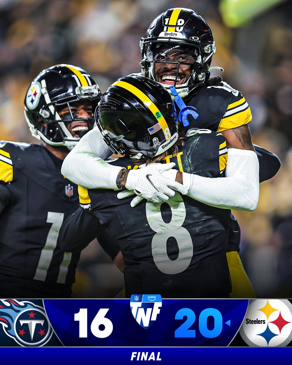 NFL's tweet photo. FINAL: @Steelers improve to 5-3. #HereWeGo #TENvsPIT https://t.co/sche08p1HA