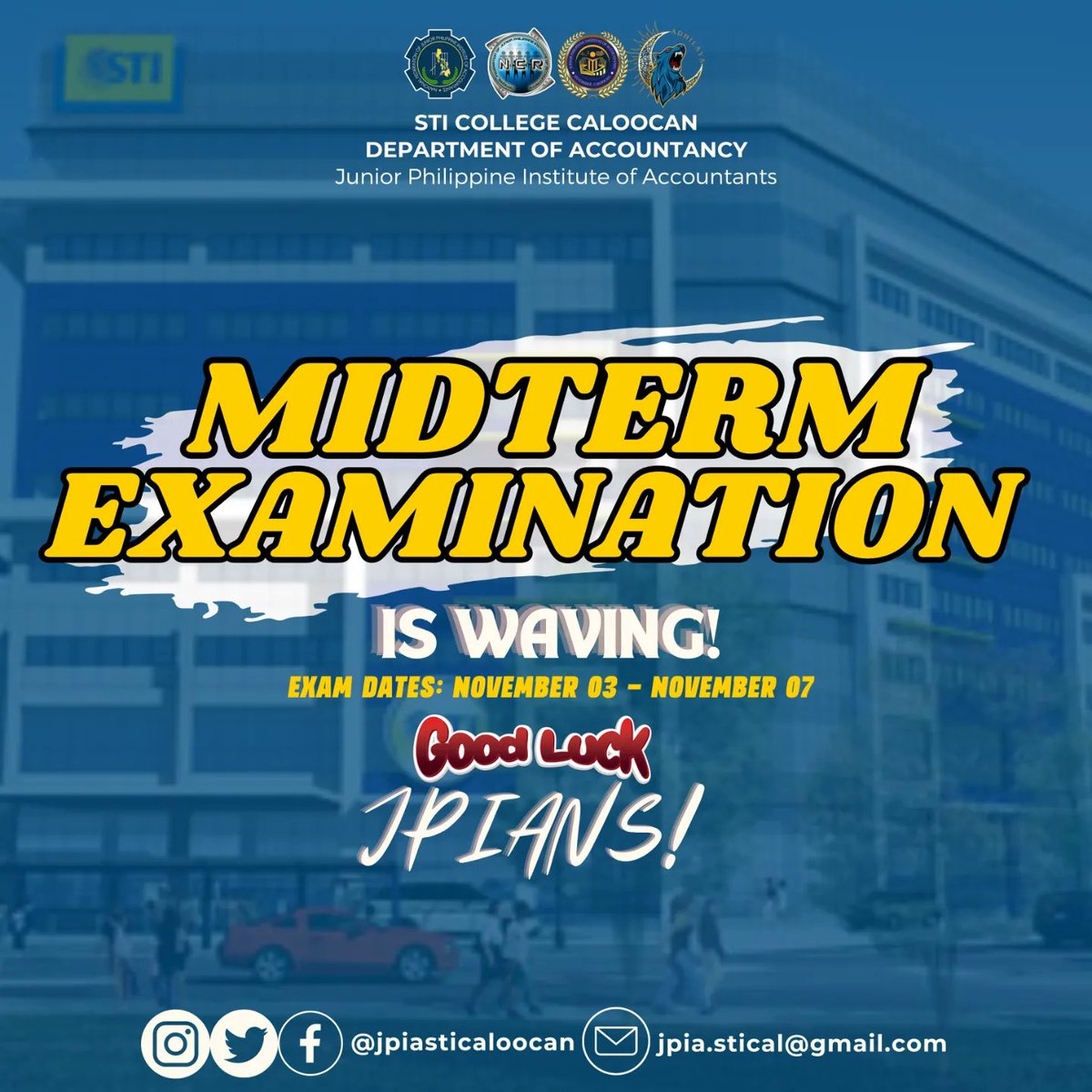 jpiasticaloocan's tweet image. Heads up and take a deep breath, JPIAns!

𝐆𝐨𝐨𝐝 𝐥𝐮𝐜𝐤 𝐰𝐢𝐭𝐡 𝐲𝐨𝐮𝐫 𝐦𝐢𝐝𝐭𝐞𝐫𝐦 𝐞𝐱𝐚𝐦, 𝐨𝐮𝐫 𝐟𝐮𝐭𝐮𝐫𝐞 𝐂𝐏𝐀𝐬! 

𝑷𝒂𝒅𝒂𝒚𝒐𝒏, 𝑱𝑷𝑰𝑨𝒏𝒔!

#MidtermExams
#ADHILAYA
#JPIA2324
#STICalJPIA
#STICaloocan
#STI