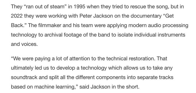 Don't be afraid of the 'AI-assisted' Beatles song, 'Now And Then' https://t.co/hN32YxMCLi https://t.