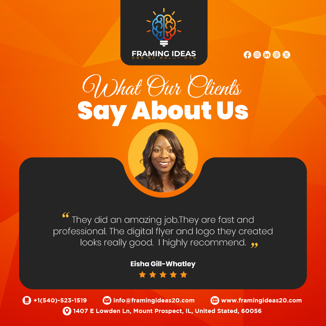 🌟 Our clients' words speak volumes! 

#framingideas #framingideas20 #designagency #brandingagency #ClientTestimonials #HappyCustomers #QualityService #ExperienceMatters #HappyClients #FeedbackIsFuel #CustomerTestimony #BusinessSuccess #businessowner #CEO #entrepreneur