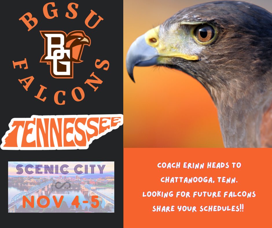 The FALCON coaches will be out looking to add to our #falconfam!! 

Coach Fenton @ Bombers Exposure 
📍College Station, TX 🛫✈️

Coach Erinn @ Scenic City 
📍 Chattanooga, TN 🚙

#AyZiggy #Falcons #bgsu 

<a href="/BGSU_Athletics/">BGSU Athletics</a> <a href="/bgsu/">Bowling Green State University</a> <a href="/BGSUSoftball/">BGSU Softball</a>