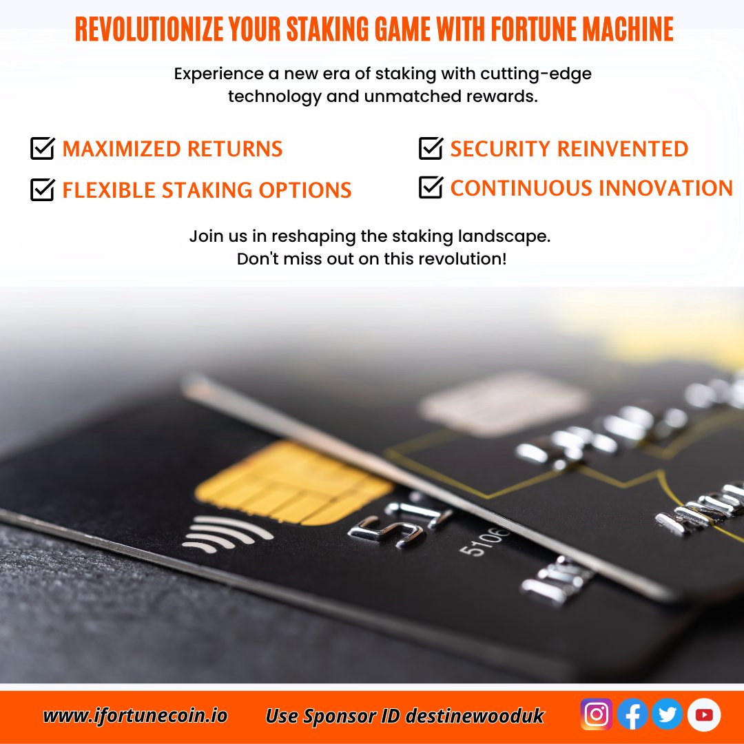 'Ready to level up your crypto staking game? Introducing Fortune Machine - the game-changer in staking! Maximize returns, fortify security, and customize your strategy. Join the revolution now! 🚀💰 #FortuneMachine #CryptoStakingRevolution #MaximizeReturns