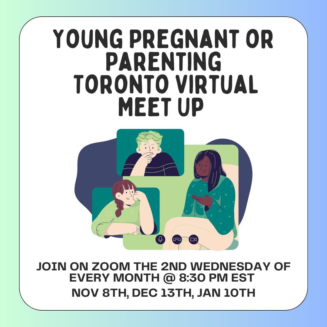 SRHRHubs's tweet photo. We’re excited to announce our monthly Young Pregnant/Parenting Toronto virtual meetups. 

This drop-in space is intended for folks who are (or soon-to-be) pregnant and/or parenting and under the age of 30. 

Register: https://t.co/Qq0ANtBFdE https://t.co/xMuwoAQtsG