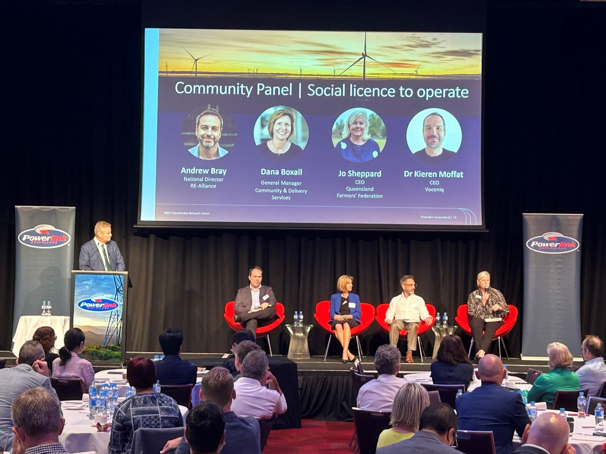 QFF CEO @JoSheppard04 at @powerlinkqld's '#SocialLicence to operate' panel today, discussing the importance of benefit sharing & #CommunityEngagement for the energy future of #RegionalQld.

More on these topics in our Renewable Energy Toolkit bit.ly/42KDMGA

#qldfarmers