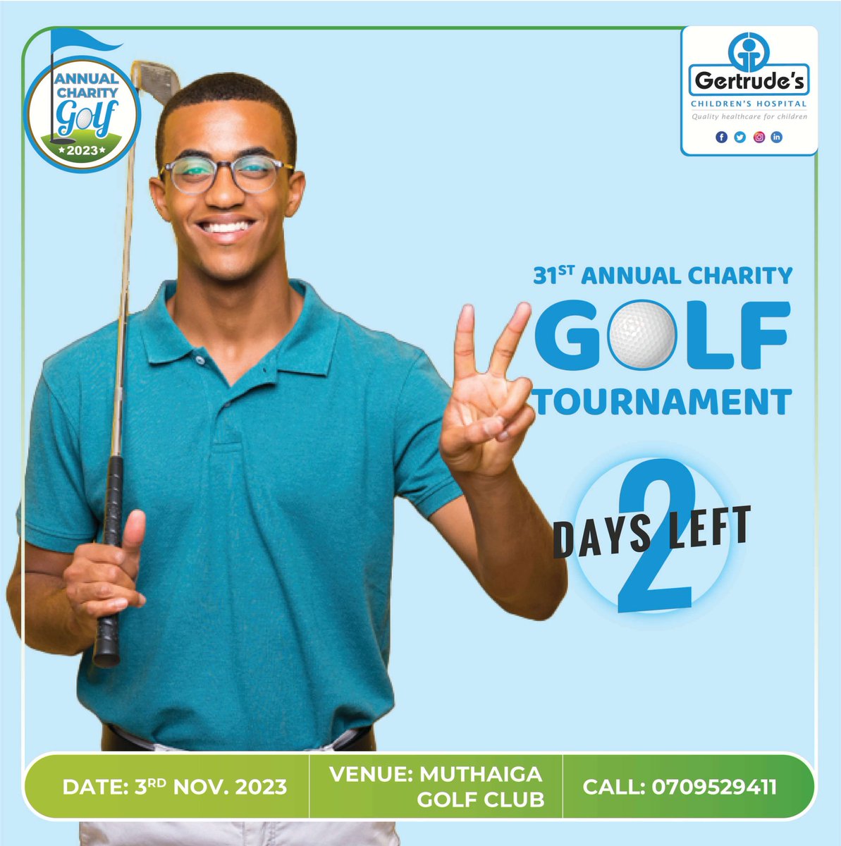 Just 2 days left until our Golf Tournament! Your participation can change lives. 🌟 #GertrudesGolfTournament2023 #GertrudesKe #UlizaDaktari