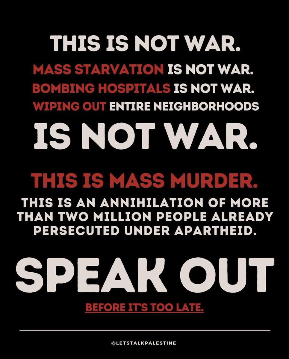 never stop talking about palestine
never stop praying for palestine

THIS IS NOT A WAR, THIS IS A GENOCIDE

ITS A HUMANITARIAN DUTY
FREE PALESTINE 🇵🇸
#StopGenocideInGaza 
#CeaseFireInGaza 
#CeaseFireNOW
#FreePalestine 🇵🇸
#NooilforIsreal