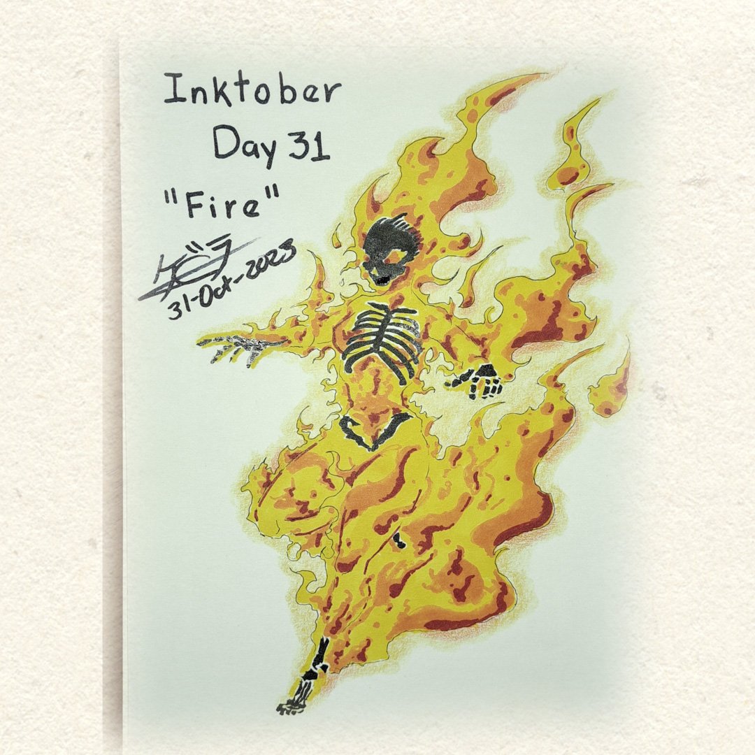 BlackDragonK's tweet photo. #inktober #inktober2023 #day31 #fire #ink #drawing #art #challengecompleted https://t.co/NK05NjLRlm