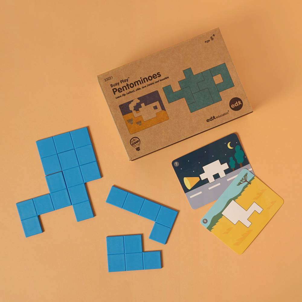edxeducation's tweet image. New addition to the Busy Play range, Pentominoes
Great resource for introducing children to important math concepts such as symmetry, tessellations, area, and perimeter through fun activities. #STEAMtoys #PlayLearnCreate #BusyPlay