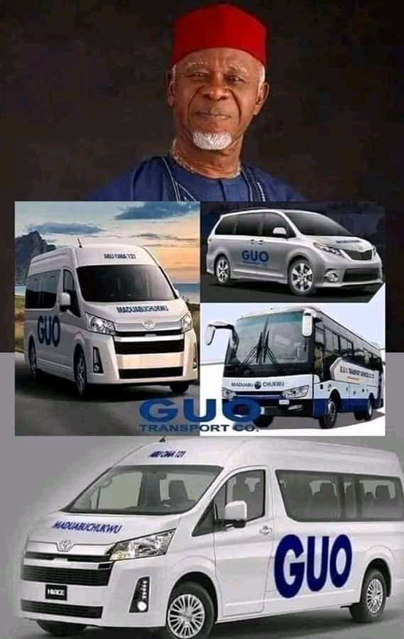 Meet Billionaire G.U. Okeke, CEO of G.U.O Motors. 

Godwin Ubaka Okeke, who is popularly called GUO, is a popular Nigerian transport guru. He is the owner of popular GUO Transport Company. 

GUO was born on the 6th of June in the year 1949 in Onitsha, Anambra State Nigeria. But