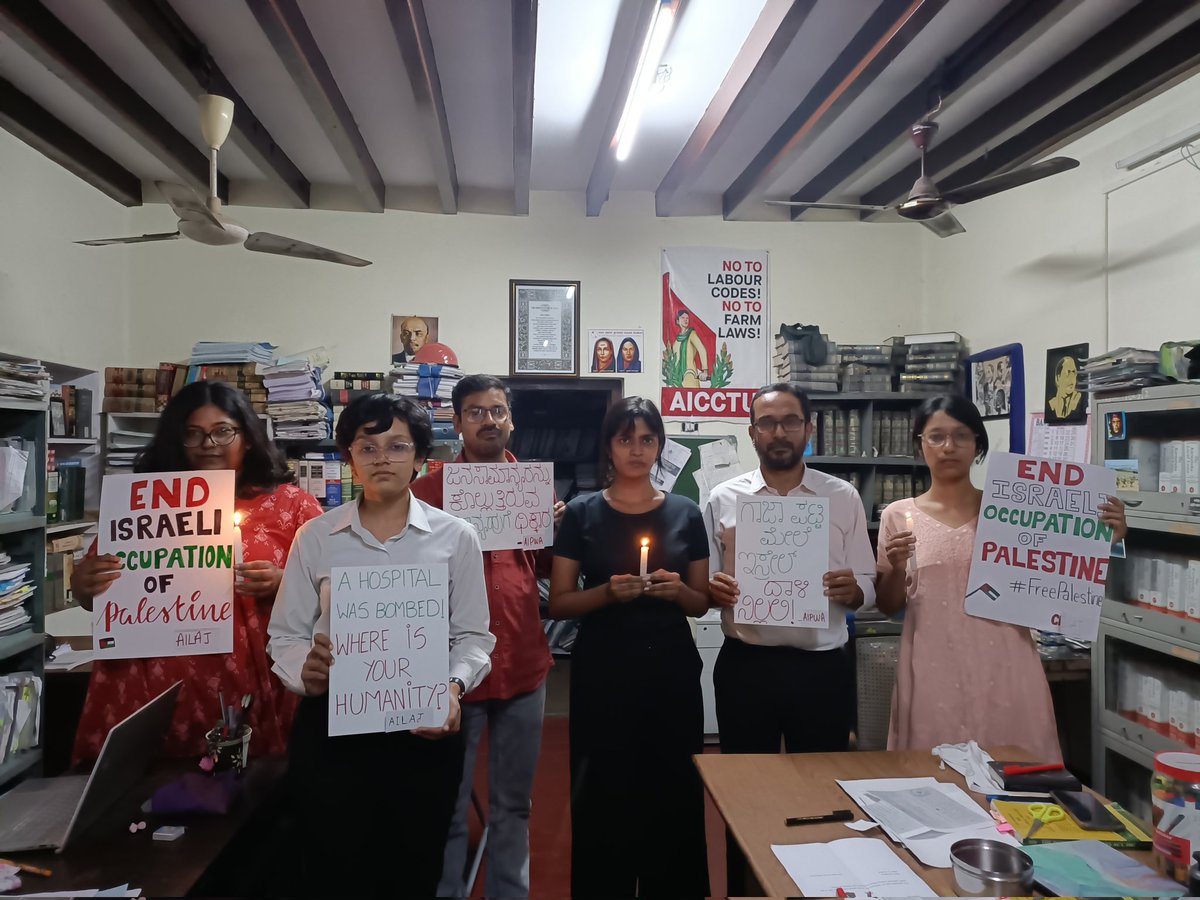 AIPWA joins the candlelight vigil demanding an end to the Israeli occupation of Palestine, and the brutal murder of thousands of Palestinians. #IndiaWithPalestine #CeaseFireNow
