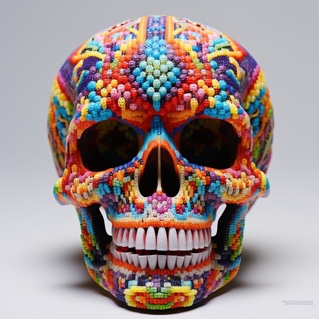gamaniaco's tweet image. #skull made of #PerlerBeads and #AIGenerated