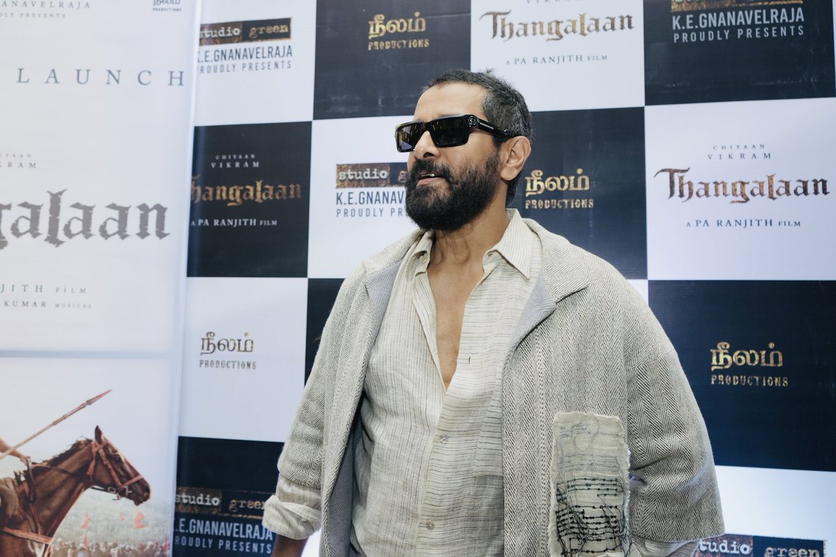 StudioGreen2's tweet photo. Sweeping you off with looks and performance alike! Our #Thangalaan @chiyaan arrives in style 

#ThangalaanTeaser #ThangalaanTeaserLaunch #ThangalaanFromJan26

@Thangalaan @beemji @kegvraja @officialneelam @parvatweets @MalavikaM_ @DanCaltagirone @gvprakash @NehaGnanavel @agrajaofficial @Dhananjayang @ANITHAera @NetflixIndia @apifilms @MangoMassMedia @homescreenent @JungleeMusicSTH @proyuvraaj @pro_guna @GskMedia_PR @gobeatroute @digitallynow