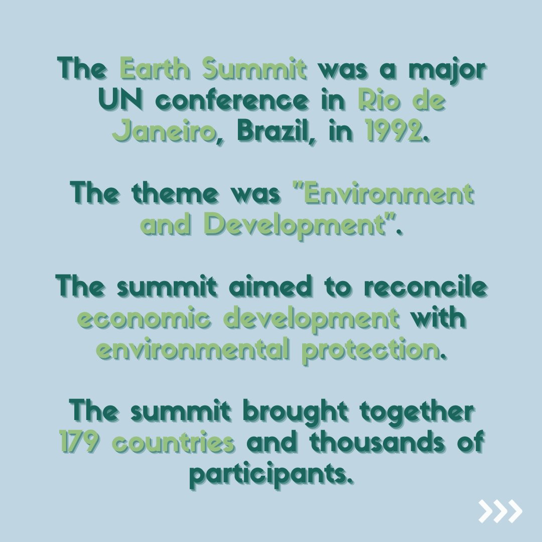 Neo_climate's tweet photo. Do you know what happened at the #EarthSummit in 1992? This landmark event began a new era of #global #environmental  #Governance  and #Awareness. It also set the stage for subsequent conferences and agreements on sustainable development.
#climateaction #sustainabledevelopment https://t.co/H7l8zy1C7K