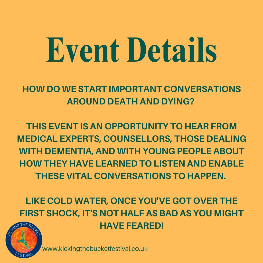Saying those first words can be the hardest - how do we start conversations around death and dying? 

This Saturday hear from a range of experts about how they have learned to enable those conversation to happen. 

Info and booking: bit.ly/49attze