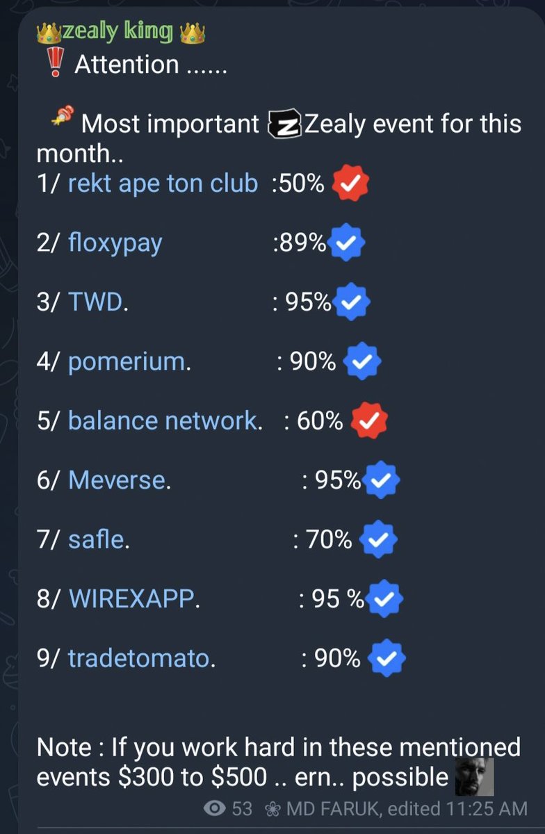 Mdfaruk197's tweet photo. Hey 👋 all Zealy event hunter ❣️
📌 Attention... 
Most important  ZEALY EVENT for November
month ...
Details: https://t.co/PgmF4SL5pe

#ZEALY #ZealySprint #EVENT #Airdrop 
#inportant #ZEALY_king #November 
#NovemberWish #November2023 . https://t.co/Vg09MFZZJX