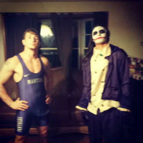 ProudSinglet's tweet photo. matman and the joker #singletchallenge #halloween #wrestling #singlet https://t.co/0D7i4CcuBd