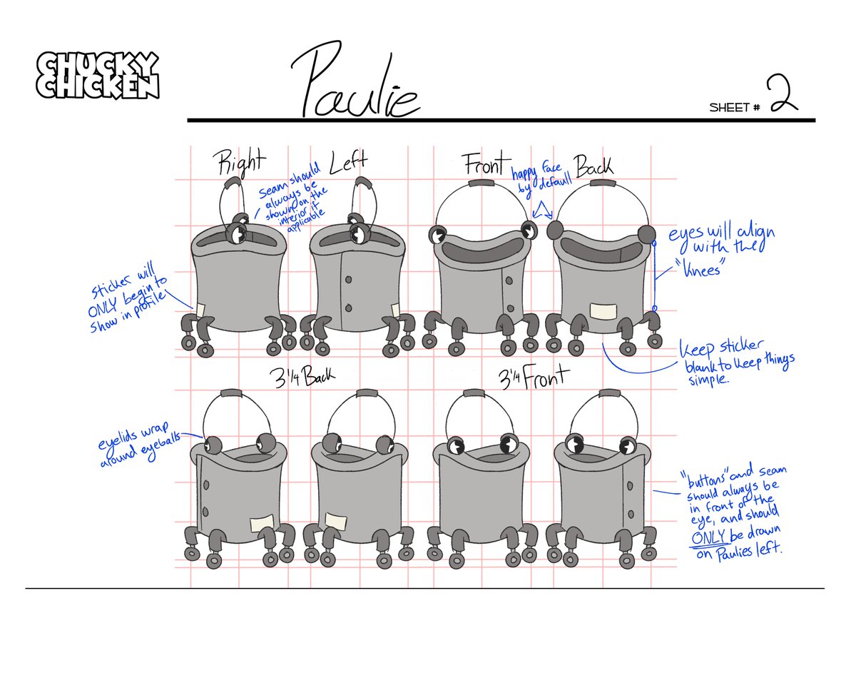 a fun sneak peek for all those @ChuckyChickn fans
Here's the official character sheet for one of my personal favourites, paulie

I had a lot of fun with this one, look at this little guy :)

#ChuckyChicken #charactersheet #sneakpeek #indieanimation
