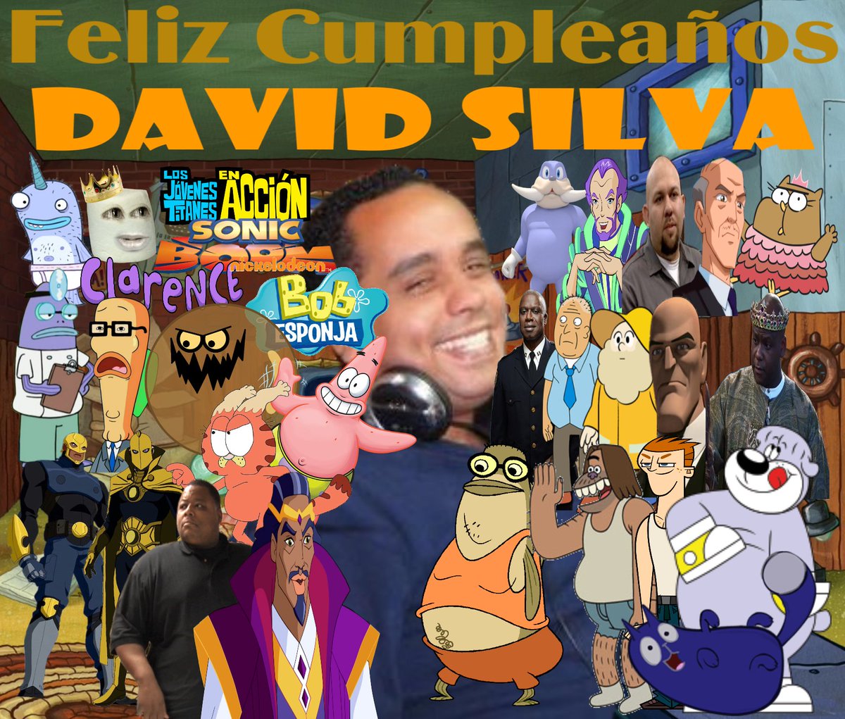 Colombiano2006's tweet photo. Feliz cumpleaños @DSvoiceover hice esta imagen para ti con todos tus personajes , Que Dios te bendiga. #BobEsponja #DramaTotal #WinxClub #Clarence #GuiYEstopa #LaPandillaDeLaSelva #TresEspiasSinLimites #HarveyBeaks #LaNaranjaMolesta #AnimalesEnCalzones #StevenUniverse #SonicBoom https://t.co/0QLqbsnv76