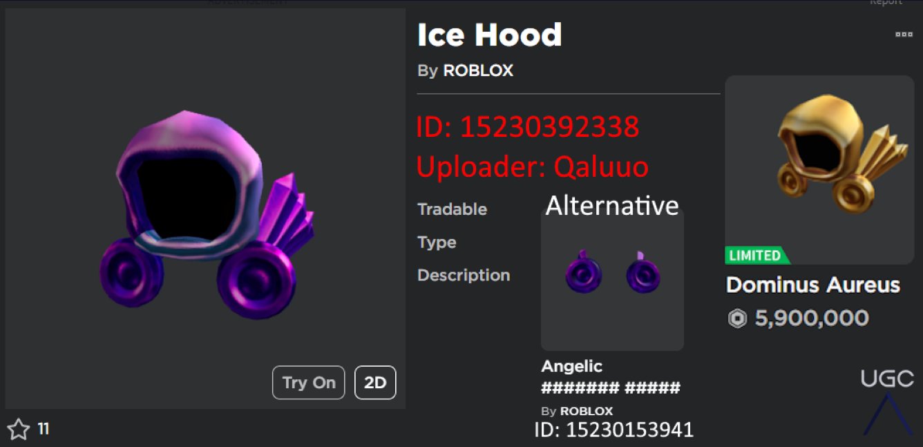 Peak” UGC on X: UGC creator NormaIIyNormaI uploaded a 1:1 partial copy  of the limited Dominus Pittacium in 2 parts. The wings are missing. # Roblox #RobloxUGC  / X