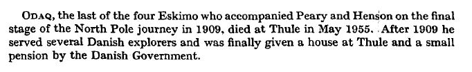 ExploHistory's tweet image. Ootah&apos;s 1955 obituary. Because their names could be written in many ways it&apos;s hard to look for information about other Inuits who travelled with Peary in 1909. This is the only one I found.
Based on their rate of travel, Peary&apos;s party reached ~88°24&apos;N instead of 90° as claimed.