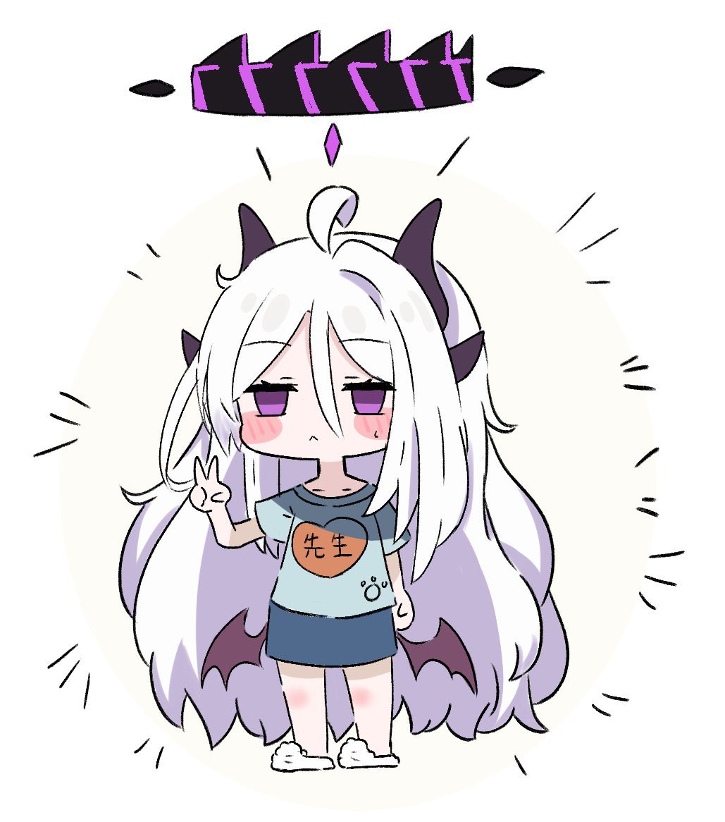 hina (blue archive) 1girl solo long hair horns wings purple eyes white hair  illustration images