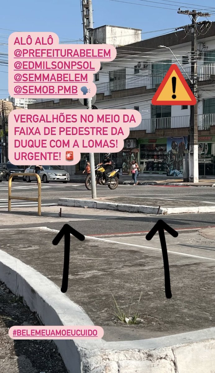 belemeuamo's tweet photo. Alô alô @prefeiturabelem @EdmilsonPSOL @semma_belem @SeMOB_Bel @archiurbe vergalhões no meio da faixa de pedestre da Duque com a Lomas! Urgente! 🚨 https://t.co/91tCWjJoIm