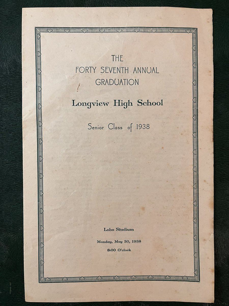 HistoryLongview's tweet photo. Class of 1938 graduation program https://t.co/bMUuj8BAQa