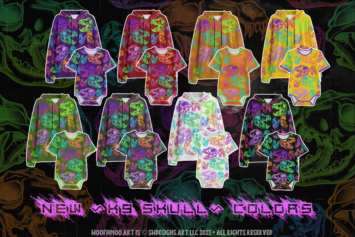 WoofnMoo's tweet photo. 4/4 NEW K9 SKULL COLORS!!!!
❤️🧡💛💚💜🖤🤍

https://t.co/p3xwo6XWCm
#spooky  #skulls #spookyskulls https://t.co/o2BbSjQ48m