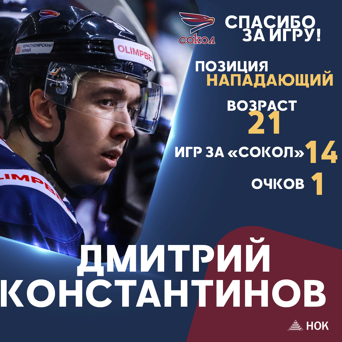Нападающий Дмитрий Константинов покидает «Сокол»

Контракт 21-летнего хоккеиста с нашим клубом расторгнут по соглашению сторон. Дмитрий присоединился к «крылатым» перед стартом текущего сезона. За нашу команду он провел 14 матчей, в которых набрал один результативный балл

#ВХЛ