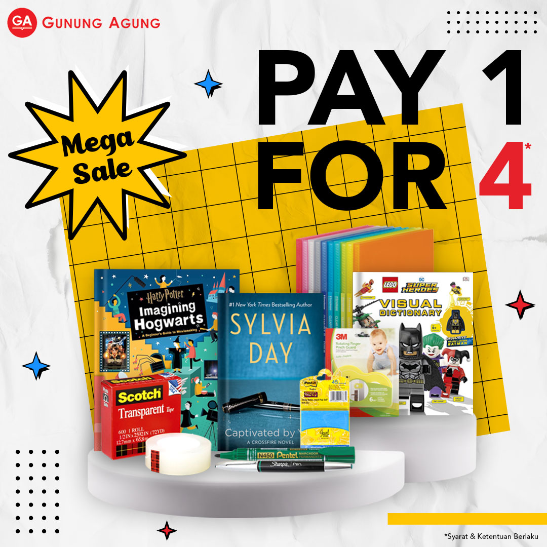MULAI HARI INI! 
#PAY1FOR4 di Gunung Agung Kwitang 38!🤩🫵

Buruan pilih 4 item dan kamu cukup bayar 1 item harga tertinggi aja🤑💸
Berlaku untuk semua koleksi buku impor dan alat tulis sekolah maupun kantor!*

Dan kamu bisa temukan juga berbagai diskon lainnya!👀

 #GunungAgung