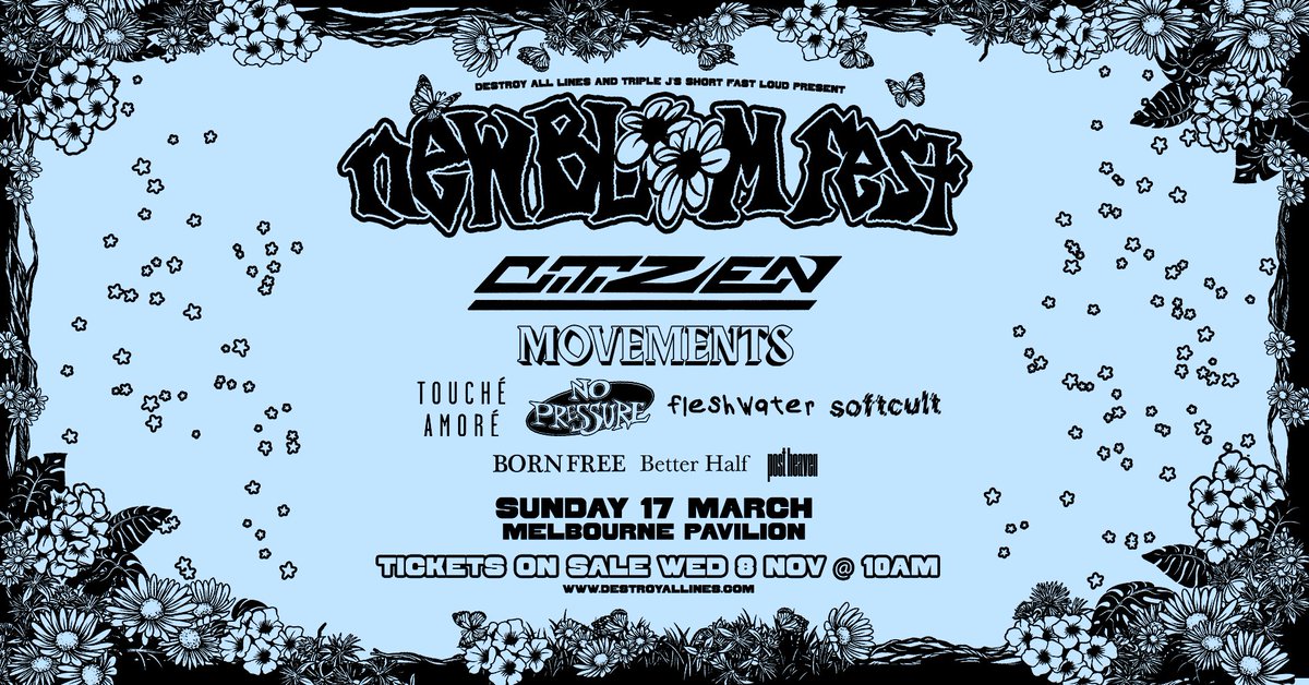 Resist Records (@resistrecords) on Twitter photo .<a href="/amendsmusic/">your friends AMENDS</a> will be performing at New Bloom Festival 2024 in Sydney and <a href="/betterhalfmlb/">Better Half</a> in Melbourne.
General tickets on sale Wednesday 8th November @ 10am Local Time. .<a href="/amendsmusic/">your friends AMENDS</a> will be performing at New Bloom Festival 2024 in Sydney and <a href="/betterhalfmlb/">Better Half</a> in Melbourne.
General tickets on sale Wednesday 8th November @ 10am Local Time.