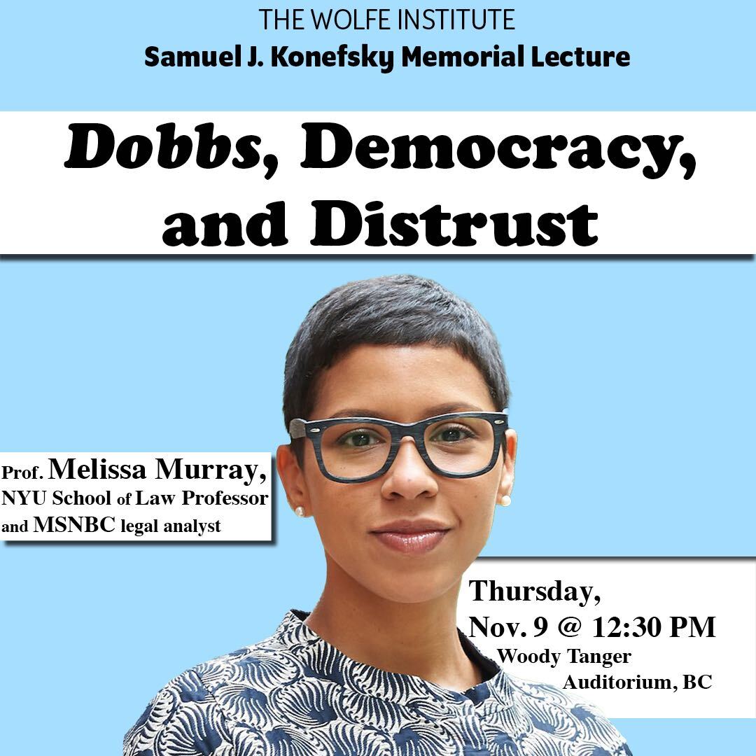 Join us on Nov. 9th @ 12:30pm at Brooklyn College to hear Melissa Murray talk about democracy, rights, and the Dobbs decision. 📍 Woody Tanger, BC 🔗 Live stream: youtube.com/live/joJVreqw8…