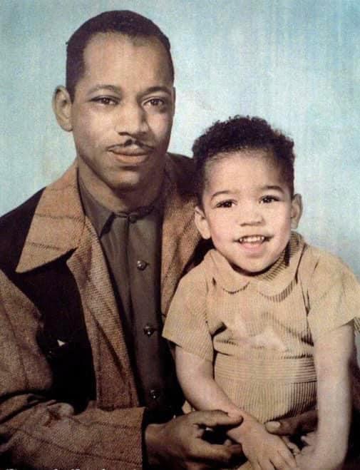 Al Hendrix and his 3 year old son, Jimi Hendrix, 1945.
