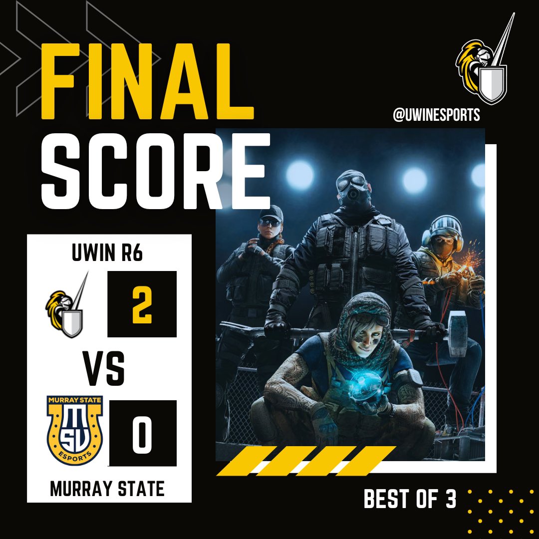 UWindsor Esports Club (@uwinesports) on Twitter photo #Uwinr6 put up a good fight and won 2-0 against <a href="/MurrayEsports/">Murray State Esports</a> last night. GGs! ⚔️⚫️
#UWindsorr6 #UWinEsports #Windsor
2m #Uwinr6 put up a good fight and won 2-0 against <a href="/MurrayEsports/">Murray State Esports</a> last night. GGs! ⚔️⚫️
#UWindsorr6 #UWinEsports #Windsor
2m