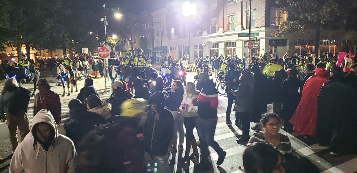 Police have set up a barrier at Washington and Essex, a common rally point for city officials as the cleanup begins.