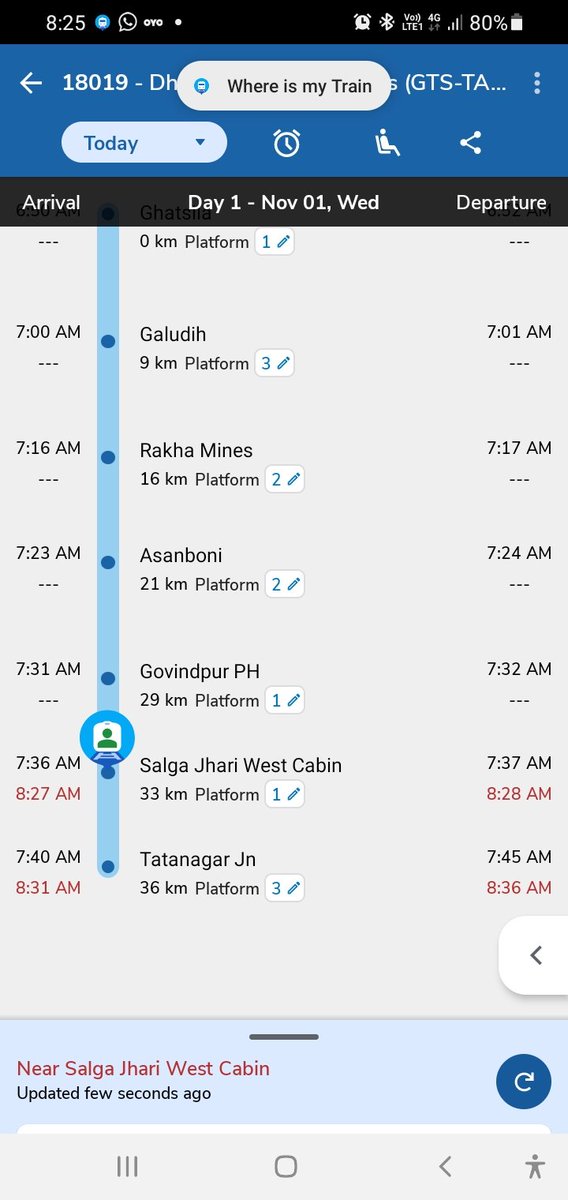 SukumarKaran1's tweet photo. @drmkgp @CkpDrm @RailMinIndia @RailwaySeva 18019 Kitna late chal rha hai. Dekhiye  ek hi train h wo v late. Koi reason nai h ka . Bus late karna hai. https://t.co/Nd3s3jasKE
