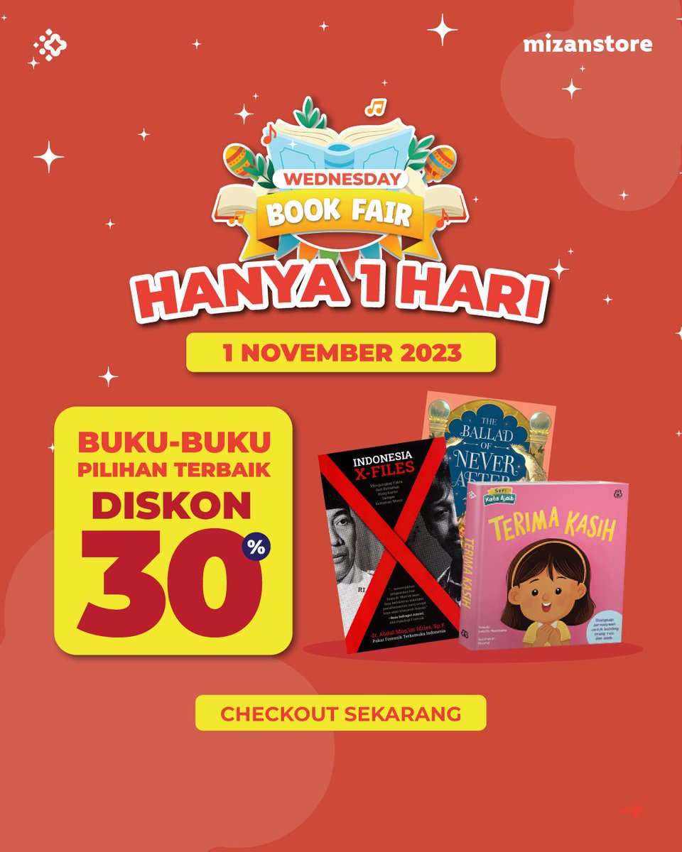 mizanstore's tweet photo. πWednesday Book Fairπ
Mintor mau memberikan kejutan untuk kalian yang baru aja gajian π€ Hari ini kamu bisa menambah koleksi buku incaranmu! Lagi ada diskon 30% untuk semua genre buku π
#Mizanstore
#WednesdayBookFair
#DiskonBuku
#BukuMizan
#BeliBuku https://t.co/Ev6qPnfD7k